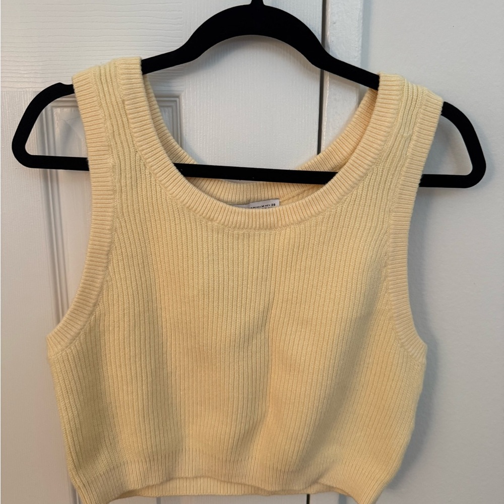Zara Cream Ribbed Knit Crop Tank